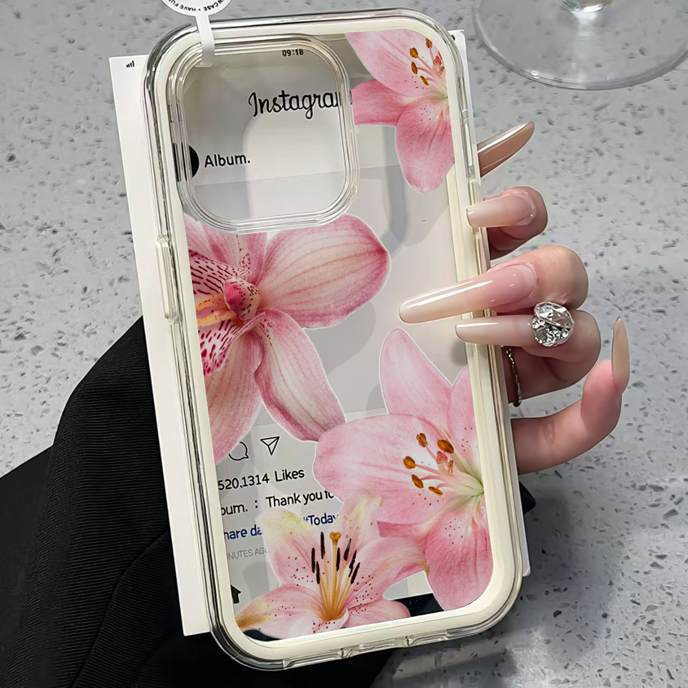 Phone Case Clear - Pink Lily Flower Clear Phone Case
