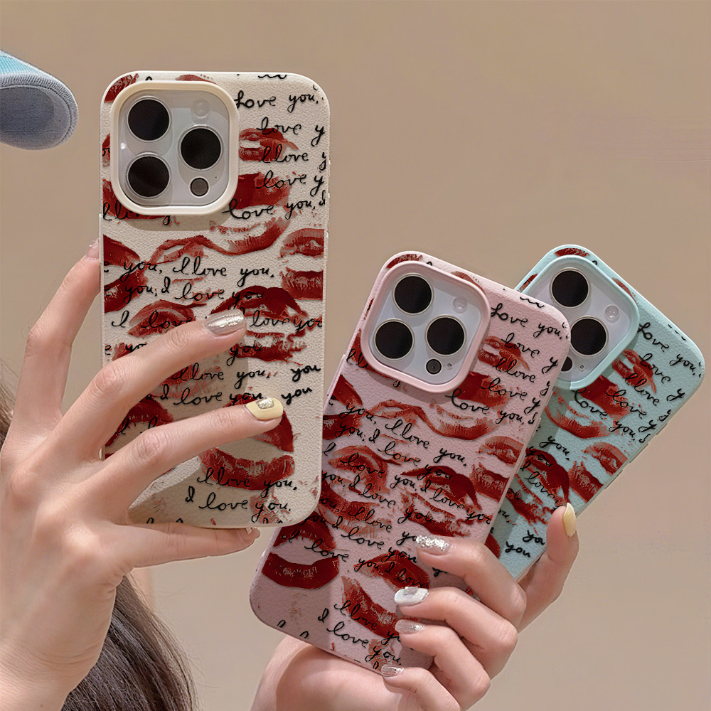 Phone Accessories Red - Bright Red Lips Leather Phone Case