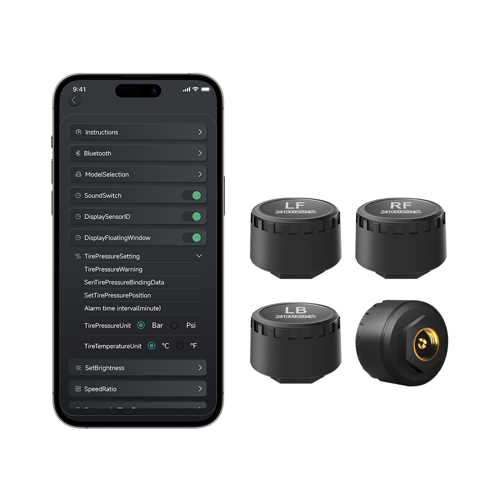 Phone Accessories App - Car TPMS 4 Sensors Bluetooth Tire