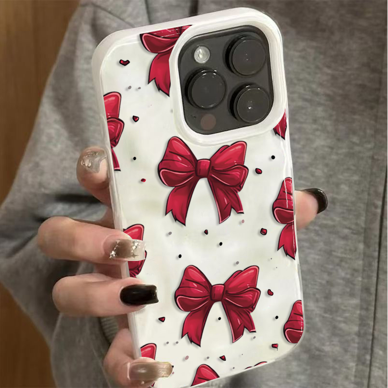 White Red Bow Pattern Phone Ca - đánh giá và giá Phone Accessories Red