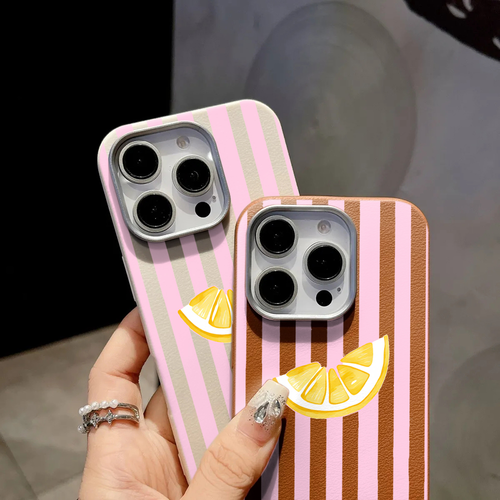 Lemon Pink Stripes Phone Case  - đánh giá và giá Xiaomi Phone Accessories