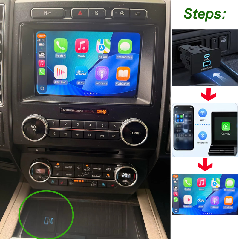 Wireless Carplay USB HUB For F - đánh giá và giá Usb C Hub