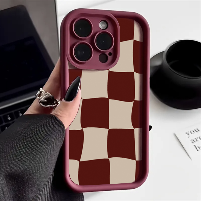 Wine Red Deform Grid Pattern P - đánh giá và giá Phone Accessories Red
