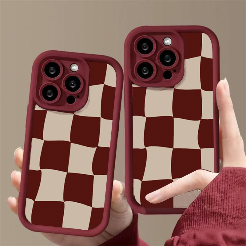 Wine Red Deform Grid Pattern P - đánh giá và giá Phone Accessories Red