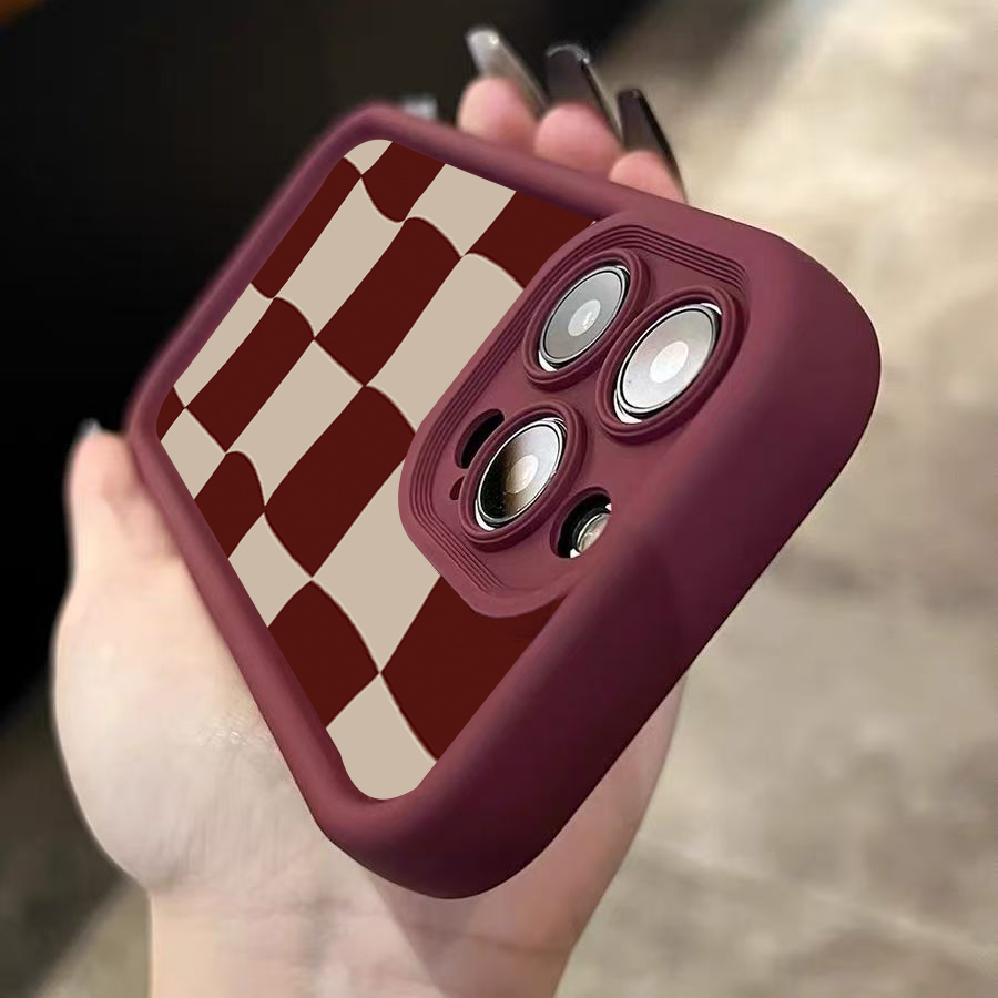 Wine Red Deform Grid Pattern P - đánh giá và giá Phone Accessories Red