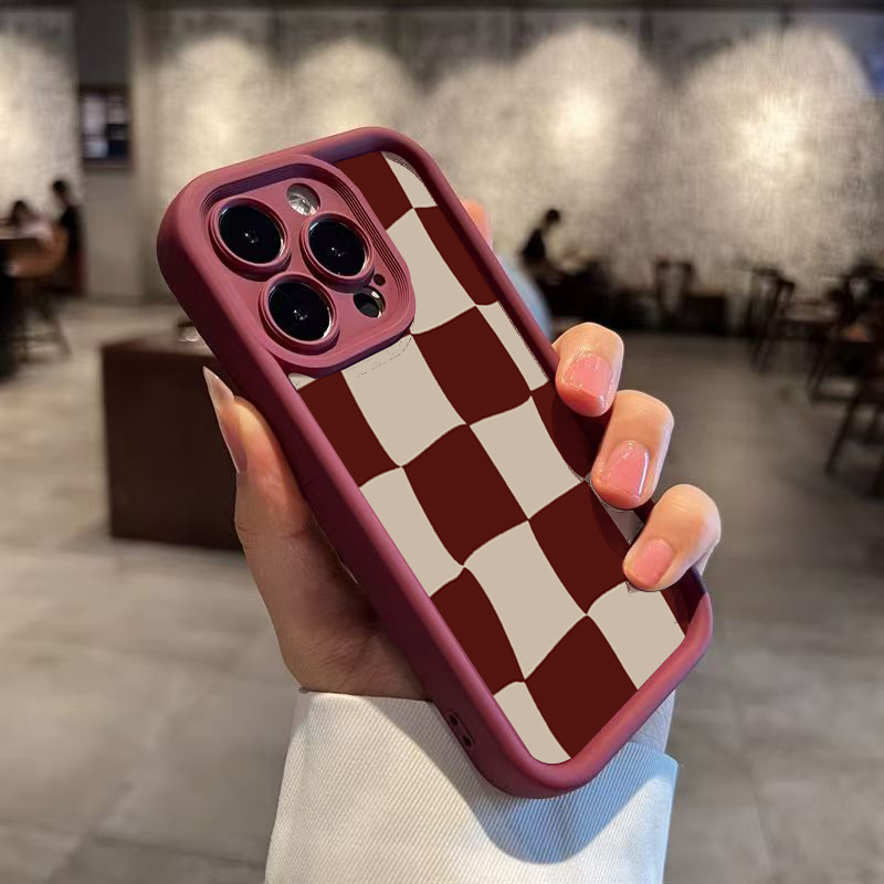 Wine Red Deform Grid Pattern P - đánh giá và giá Phone Accessories Red