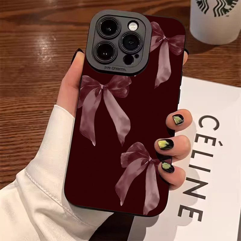 Wine Red Bowknot Pattern Soft  - đánh giá và giá Phone Accessories Red