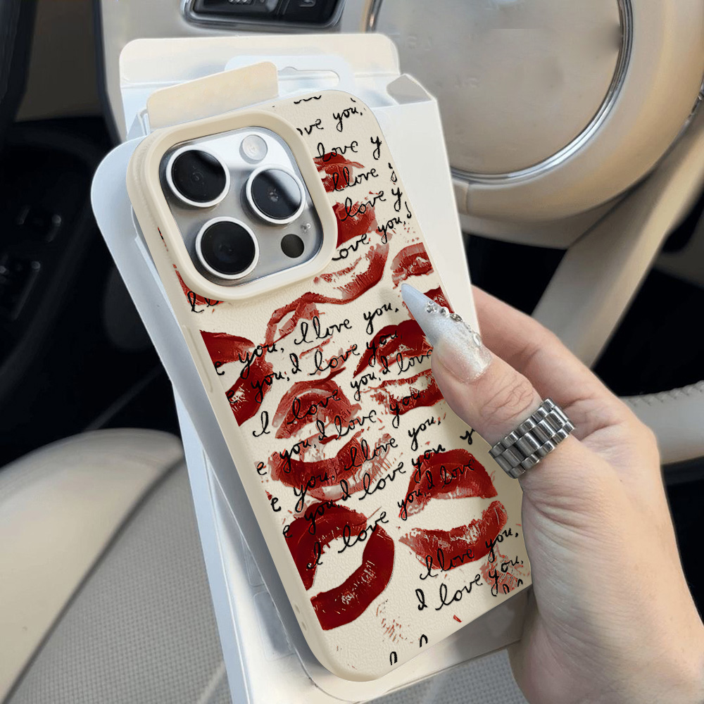 Bright Red Lips Leather Phone  - đánh giá và giá Phone Accessories Red