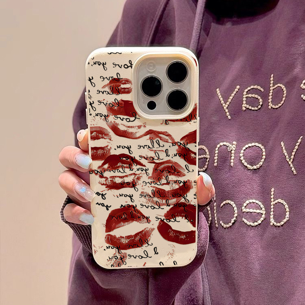 Bright Red Lips Leather Phone  - đánh giá và giá Phone Accessories Red