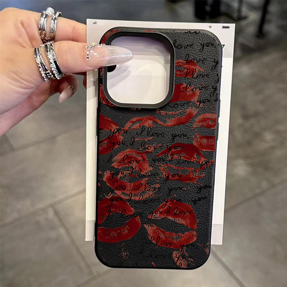 Bright Red Lips Leather Phone  - đánh giá và giá Phone Accessories Red