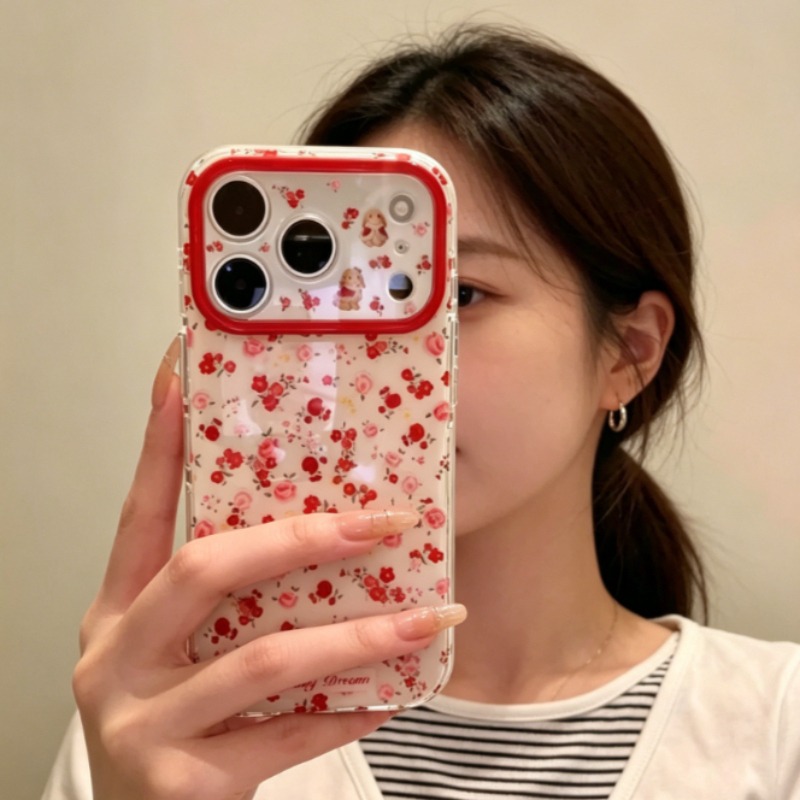 Lovely Cartoon Red Flowers Pat - đánh giá và giá Phone Accessories Red